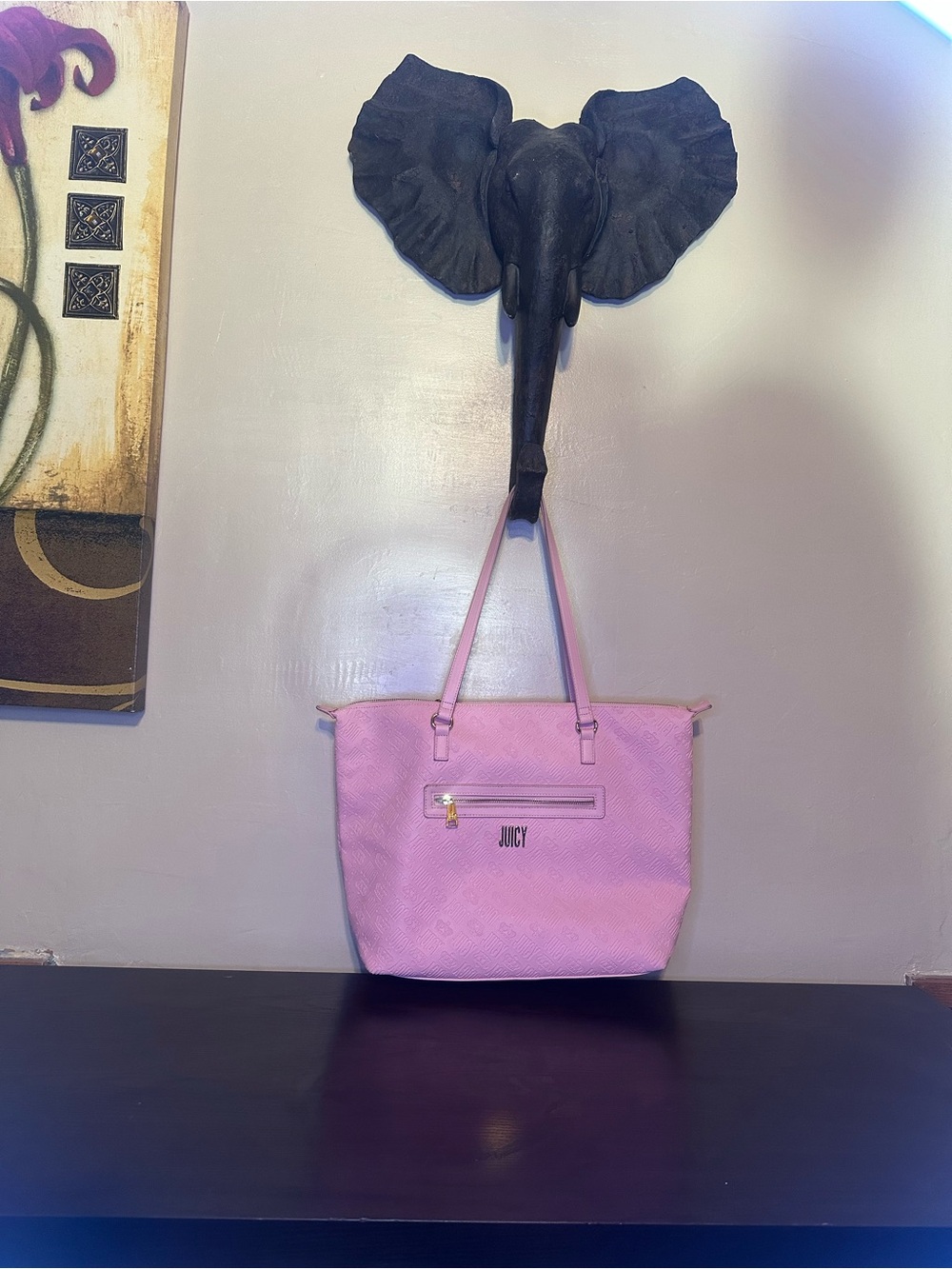 Juicy Couture Light Pink Tote Bag with Front Zip